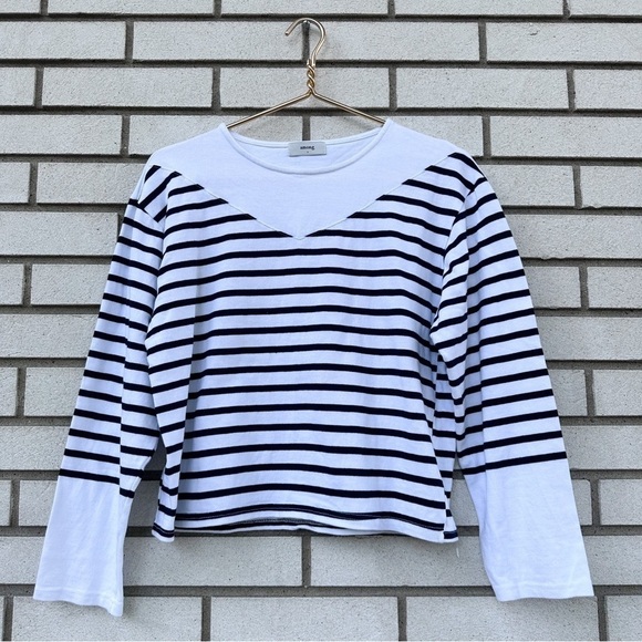 AMONG Color Block Stripe Top White Stripe - Picture 1 of 8